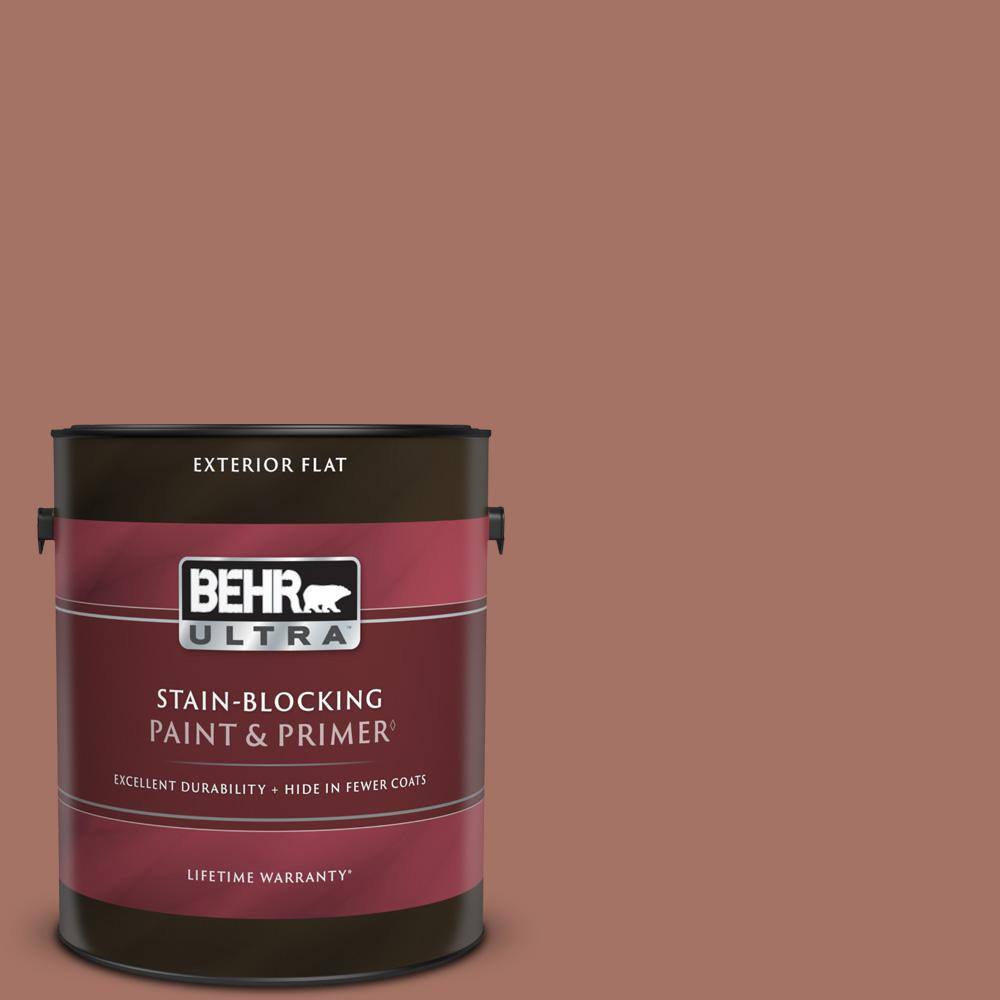 BEHR ULTRA 1 gal. 200F5 Toasted Nutmeg Flat Exterior Paint & Primer