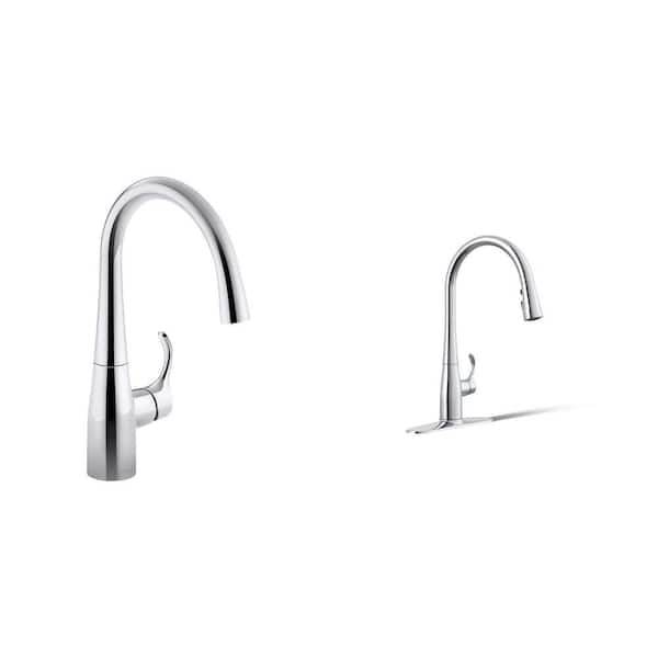 Simplice Polished Chrome Bar Faucet and Pull-Down Sprayer Kitchen Faucet with DockNetik and Sweep Spray Combo