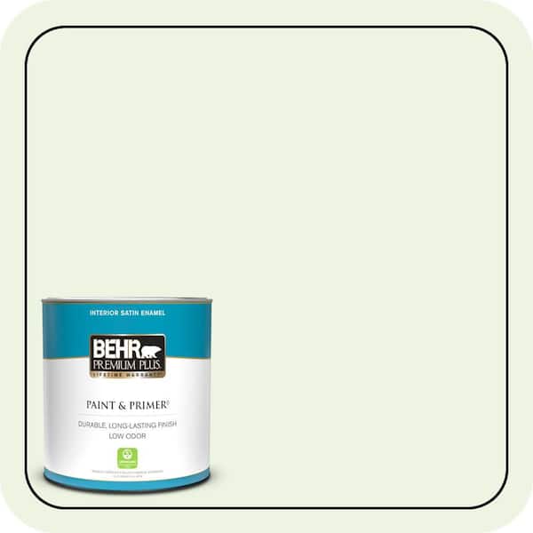 BEHR PREMIUM PLUS 1 qt. #430A-1 Mint Hint Satin Enamel Low Odor Interior Paint & Primer