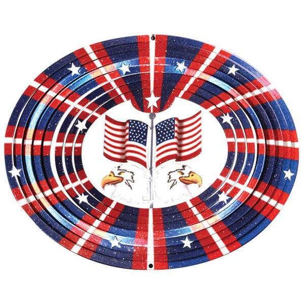 Iron Stop 10 in. 3D American Flag and Eagle Wind Spinner