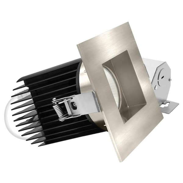 4 in. Integrated LED Trimless Regressed Spotlight with Square Brushed Nickel Trim, 5CCT, 60º, 22W, 1700LM, Dimmable