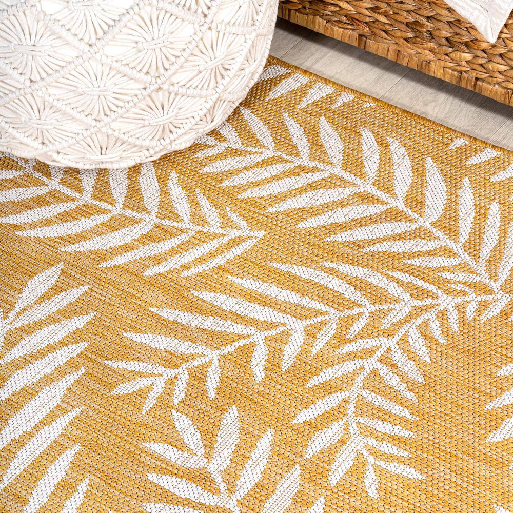 Nevis Yellow and Cream Floral Indoor/Outdoor Runner Rug