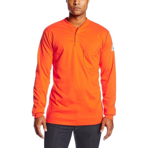 Bulwar FR Shirt Men's Size 4XL Flame Resistant Orange Work Shirt Long Sleeve 