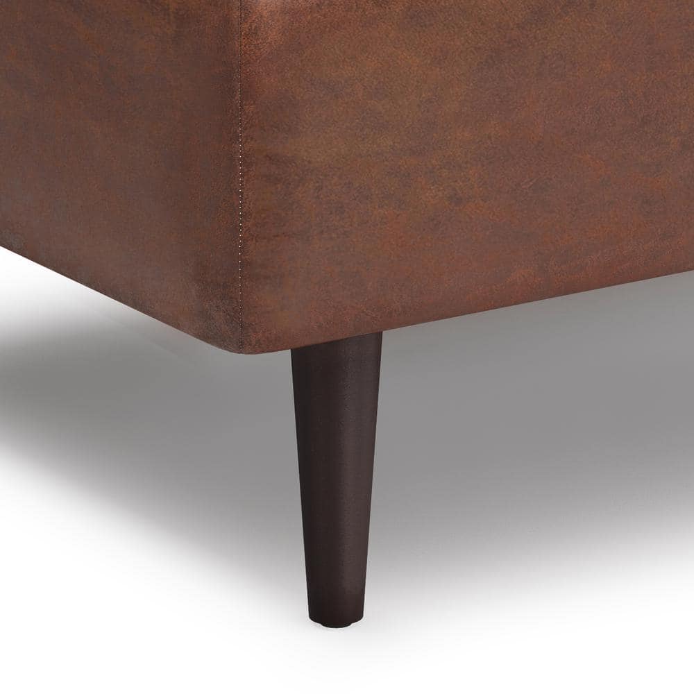 Shay Distressed Saddle Brown Mid Century Modern Storage Ottoman