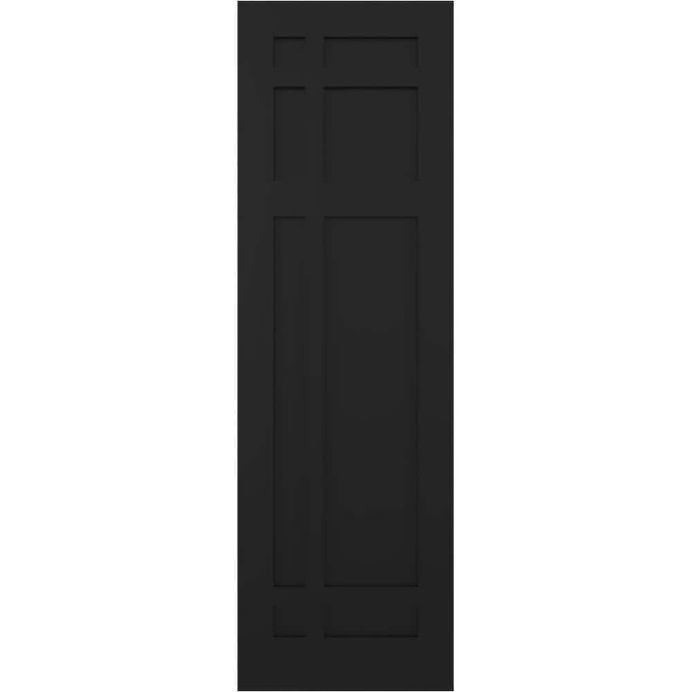 12 in. x 36 in. Flat Panel True Fit PVC San Juan Capistrano Mission Style Fixed Mount Shutters Pair in Black price history on PriceWatchPro