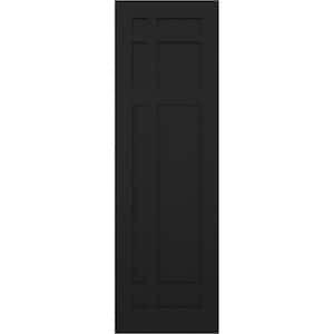 12 in. x 40 in. Flat Panel True Fit PVC San Juan Capistrano Mission Style Fixed Mount Shutters Pair in Black