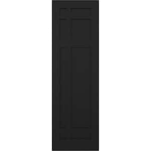 12 in. x 64 in. True Fit Flat Panel PVC San Juan Capistrano Mission Style Fixed Mount Shutters Pair in Black