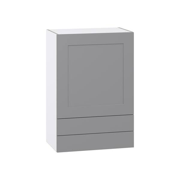 J COLLECTION Bristol Painted Slate Gray Shaker Assembled Wall Kitchen Cabinet with a Drawer (24 in. W x 35 in. H x 14 in. D)