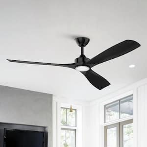 60 in. Indoor Color Changing Integrated LED Matte Black Ceiling Fan with Light, Remote Control and 6-Speed DC Motor