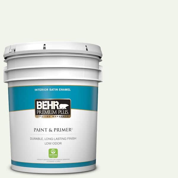 BEHR PREMIUM PLUS 5 gal. #W-B-510 Frosted Juniper Satin Enamel Low Odor Interior Paint & Primer