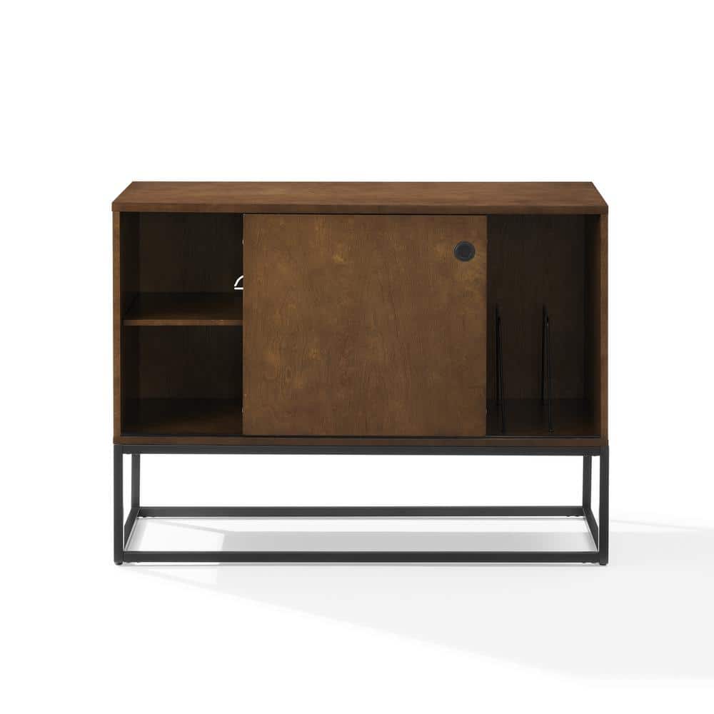 Byron 45'' Brown and Black Modern Vinyl Record Storage Console