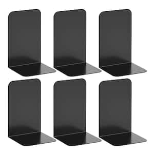 Black Metal Bookends for Shelves Heavy-Duty for Books and Bookend Stopper (3-Pairs)