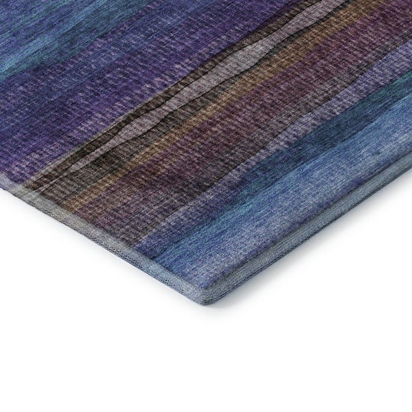 Mayfield Premium Machine Washable Abstract AMF2093 Blue 2 ft. x 7 ft. Runner Rug
