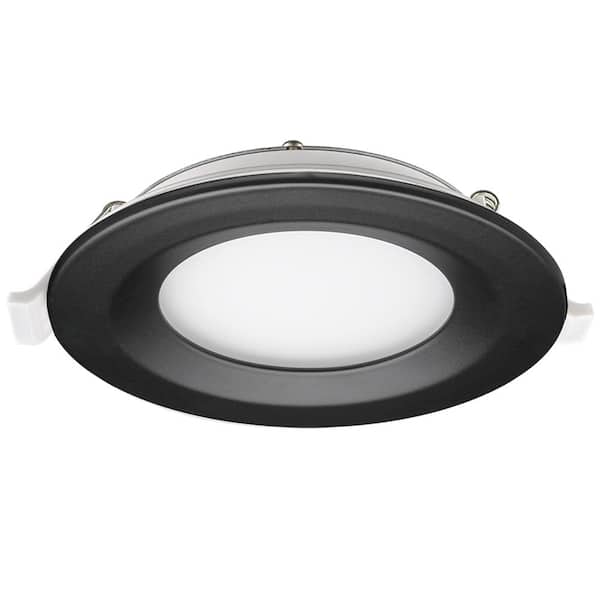 Commercial Electric 4 in. Adjustable CCT Integrated LED Canless Recessed Light with Black Trim Kit 650 Lumens Kitchen Bathroom Remodel