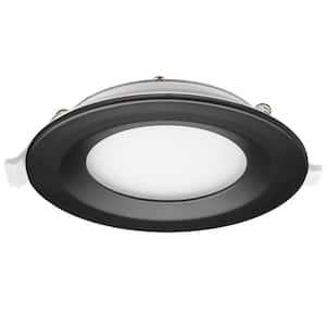 4 in. Adjustable CCT Integrated LED Canless Recessed Light with Black Trim Kit 650 Lumens Kitchen Bathroom Remodel