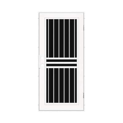 Plain Bar 30 in. x 80 in. Left-Hand/Outswing White Aluminum Security Door with Charcoal Insect Screen