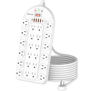 Versatile 8 ft. 24-Outlets with Extension Cord Surge Protector Power Strip with 4 USB-A and 4 USB-C Port in White