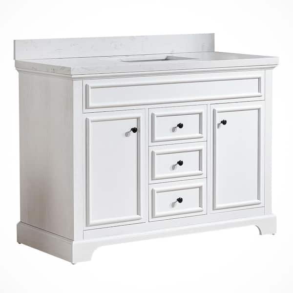 48 in. W x 22 in. D x 36 in. H Single Sink Bath Vanity in White with White Ceramic Top
