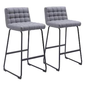 Pago 29.9 in. Solid Back Plywood Frame Barstool with 100% Polyester Seat - (Set of 2)