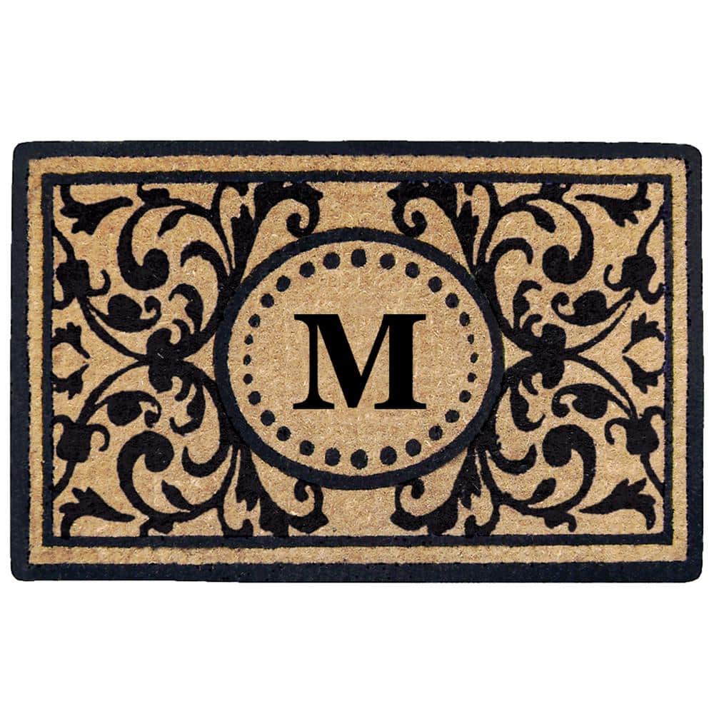 Heavy Duty Black 18 in. x  30 in. Coir Heritage Monogrammed M Indoor Outdoor Door Mat price history on PriceWatchPro