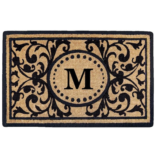 Nedia Home Heritage 18 in. x 30 in. Heavy Duty Coir Monogrammed M Door Mat