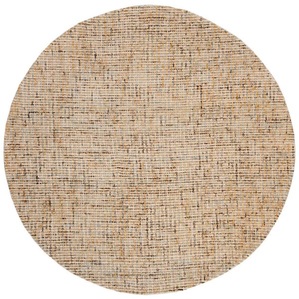 Abstract 10 ft. x 10 ft. Round Gold/Blue Speckled Area Rug