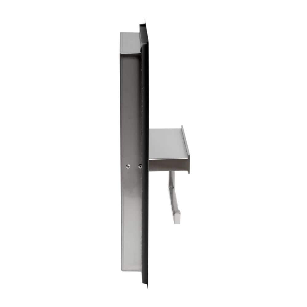 Brushed Stainless Steel Recessed Toilet Paper Holder with Shelf