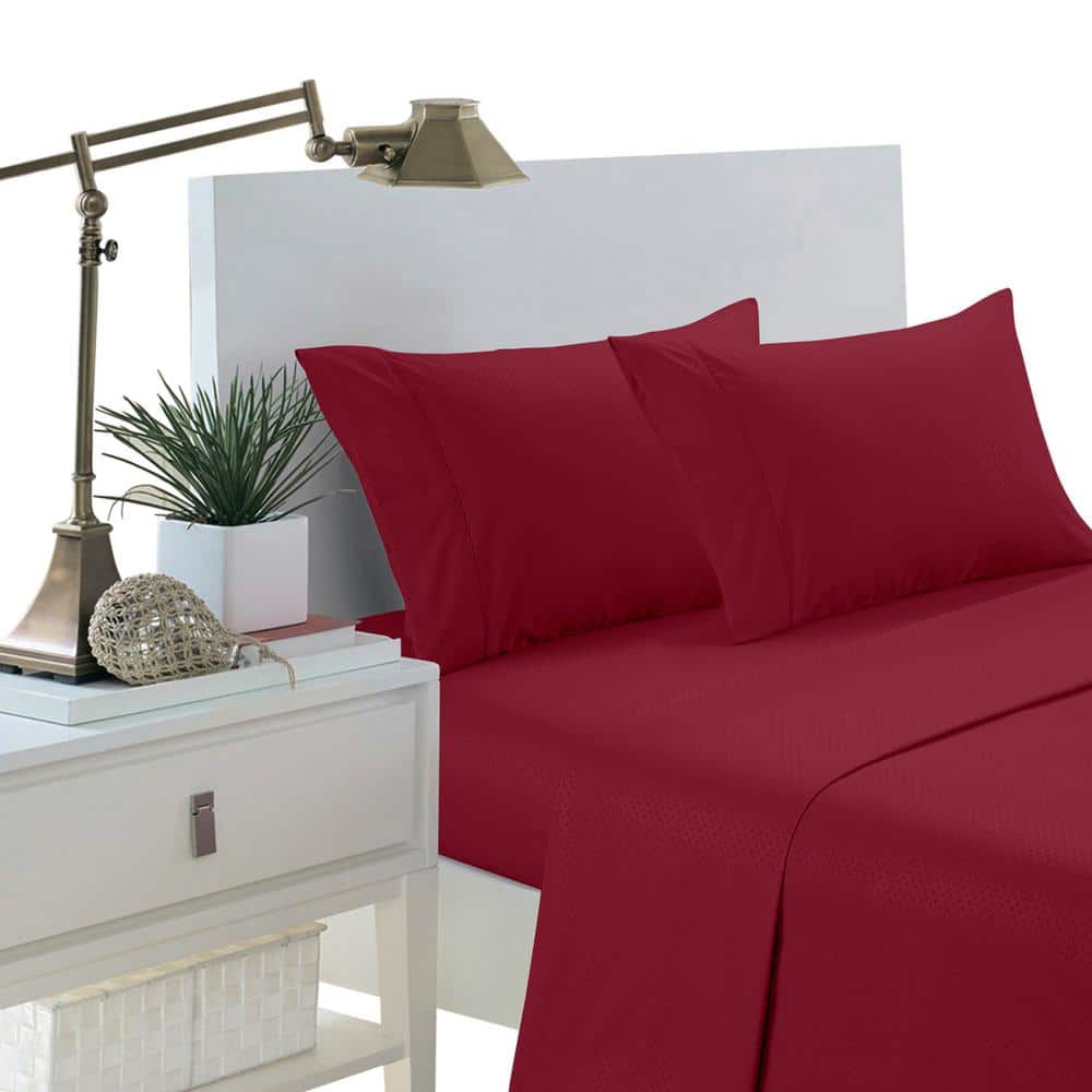 Brushed Extra Soft 1800 Series Burgundy Twin Microfiber Luxury Embossed Dee