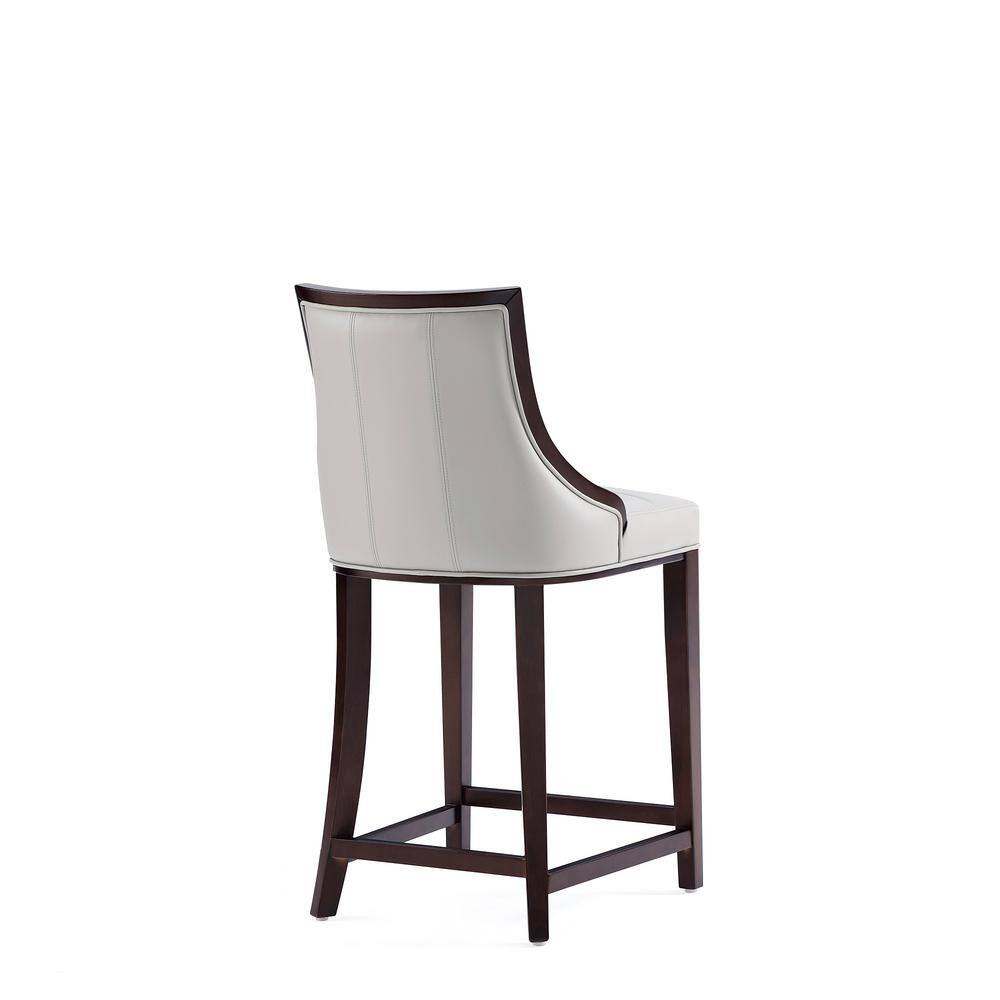 Set of 2 Light Grey Faux Leather Walnut Wood Counter Stools