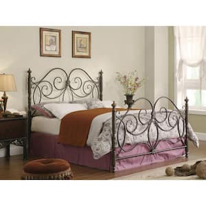 London Dark Bronze Queen Bed with Scroll Headboard and Footboard