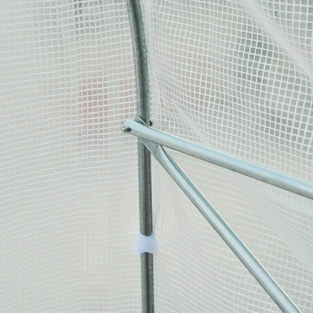 Outsunny White Steel Frame Walk-In Tunnel Greenhouse with Roll-Up Door