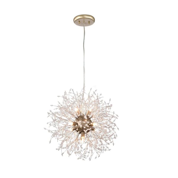 Elsa 8-Light Brushed Silver-ish Champagne Beads Firework Chandelier