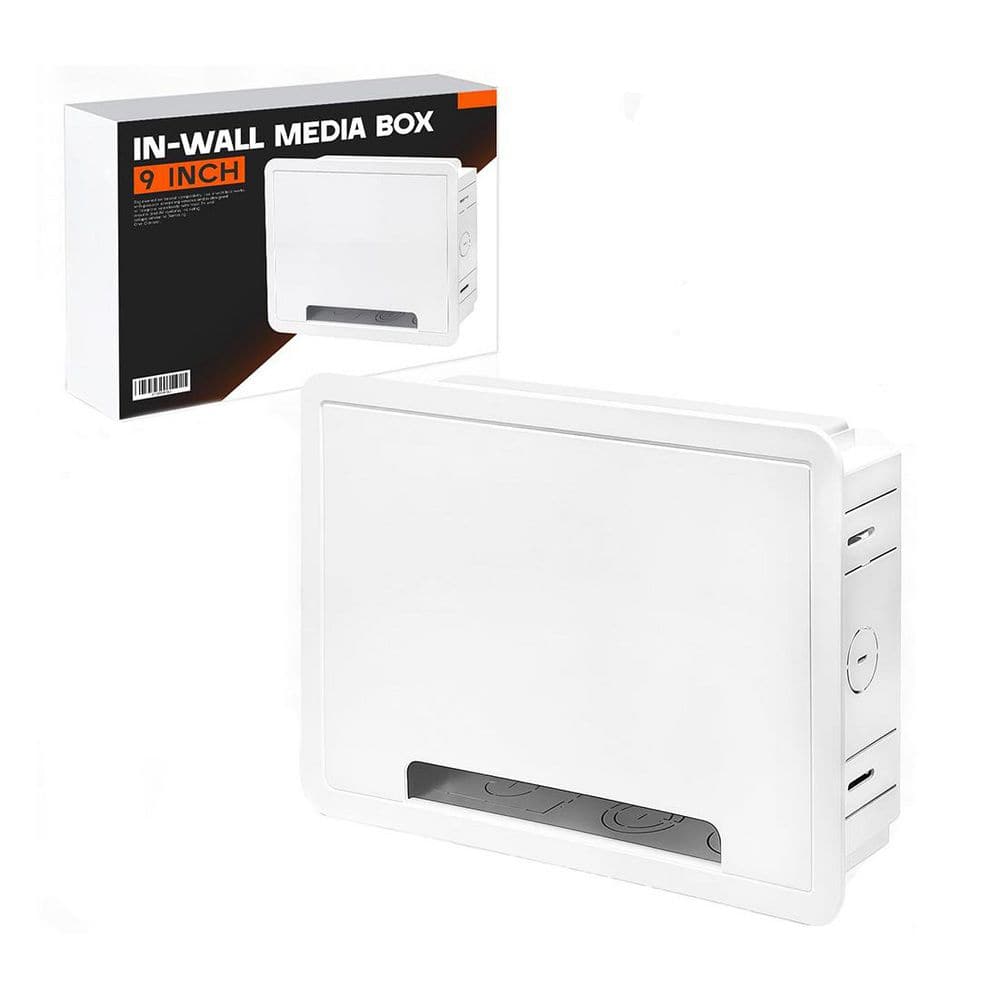 In-Wall Media Enclosure 9-Inch Recessed TV Cable Management Kit WiFi Friendly White Compatible with Streaming Devices price history on PriceWatchPro