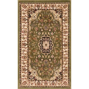 Barclay Medallion Kashan Green 2 ft. x 4 ft. Traditional Area Rug