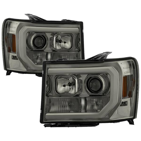 GMC Sierra 1500/2500/3500 07-13 / Projector Headlights - Light Bar DRL LED  - Smoke