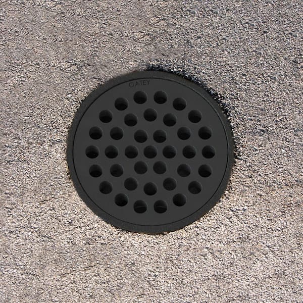 Round 6-1/4 in. Black Cast Iron Floor Drain Cover