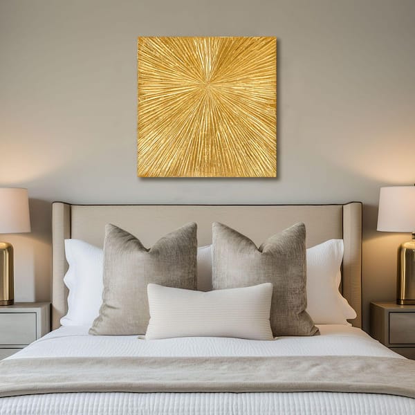MADISON PARK Signature Sunburst Gold Hand Painted Dimensional Resin Wall Art 30 in. x 30 in.