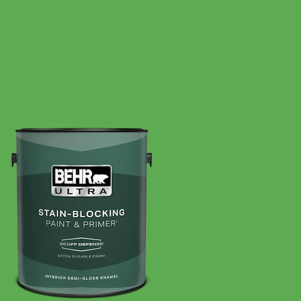 BEHR ULTRA 1 gal. #440B-6 Barnyard Grass Extra Durable Semi-Gloss Enamel Interior Paint & Primer