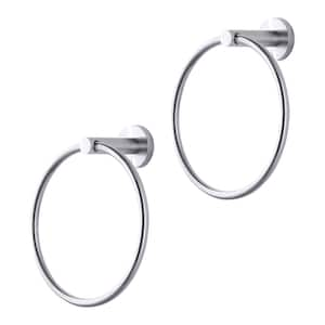 Wall Mounted Double Towel Rings Stainless Steel in Brushed Nickel