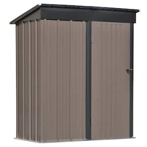 Patio 5ft x3ft Brown Metal Garden Storage Shed with Lockable Doors, Tool Cabinet and Vents,Coverage Area 85.5 sq. Ft.