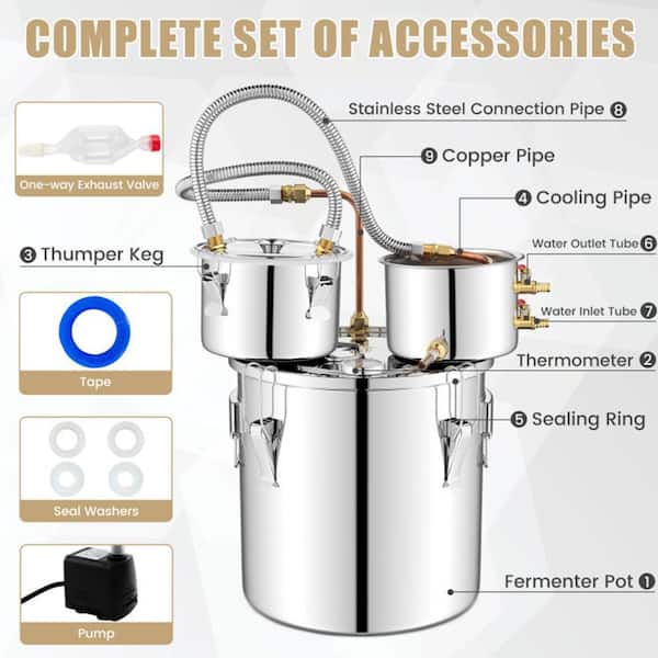 5 gal. 22L Silver Home Water Distiller for DIY Whisky NPCE3327