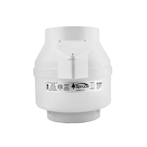 Spruce RV200 170 CFM 6 in. Inlet and Outlet Inline Ventilation Fan in White
