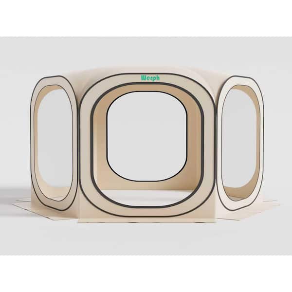 12 ft. x 12 ft. Beige Portable Canopy Tent with Mesh Mosquito Net, Screen House Room Camping Canopy Shade Tent