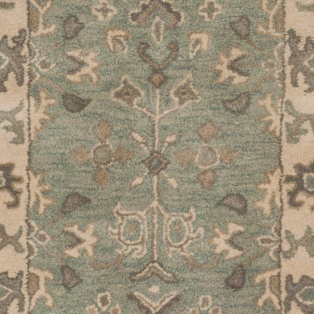 Handmade Slate and Cream Wool Tufted Runner Rug