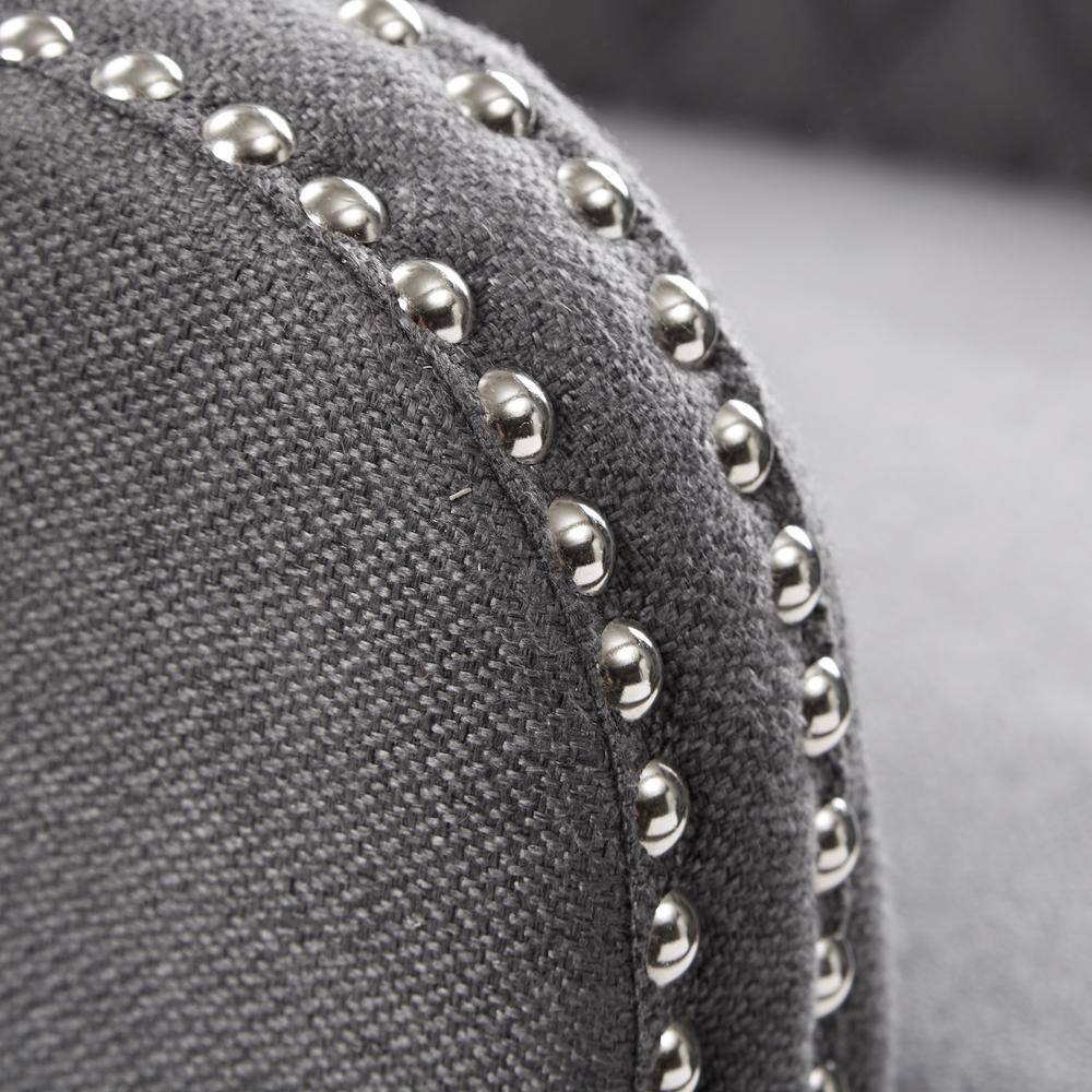 Gray Quilted Wood Traditional Accent Chair