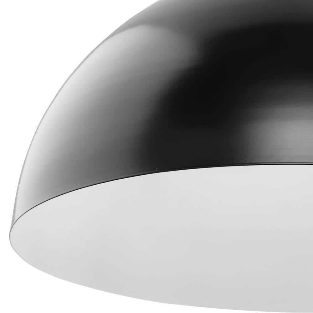 Matte Black and Nickel Glass Bowl Pendant Light