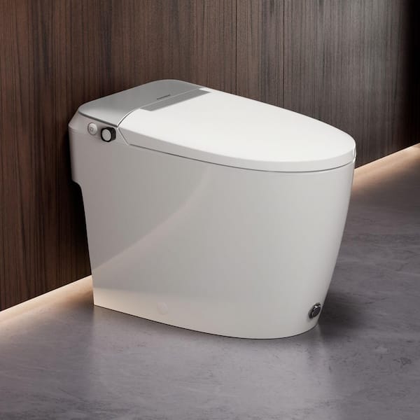Low-Pressure Compatible Non-Electric Elongated Bidet Toilet 1.0 GPF in Silver with Air Pressure Assisted Flush