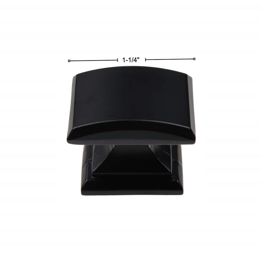 Matte Black Square Cabinet Knob with Mounting Hardware