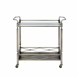 Antique Gold and Clear Kitchen Serving Cart