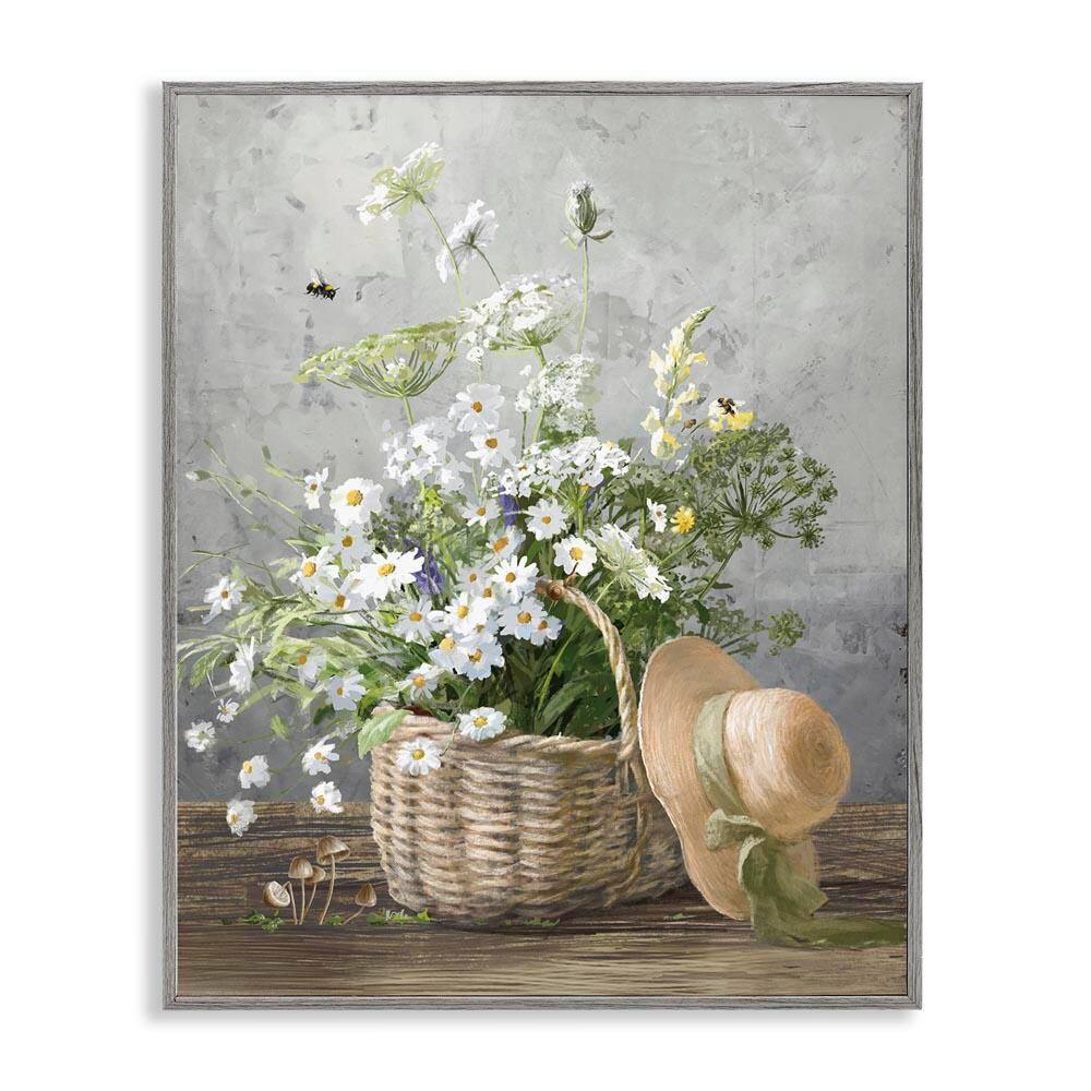 Country Daisy Basket by Danhui Nai Gray Framed Giclee Art Print Nature 16 in. x 20 in. price history on PriceWatchPro